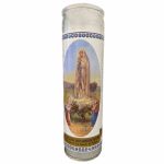 Our Lady of The Rosary of Fatima Labeled 7 Day Candle, White